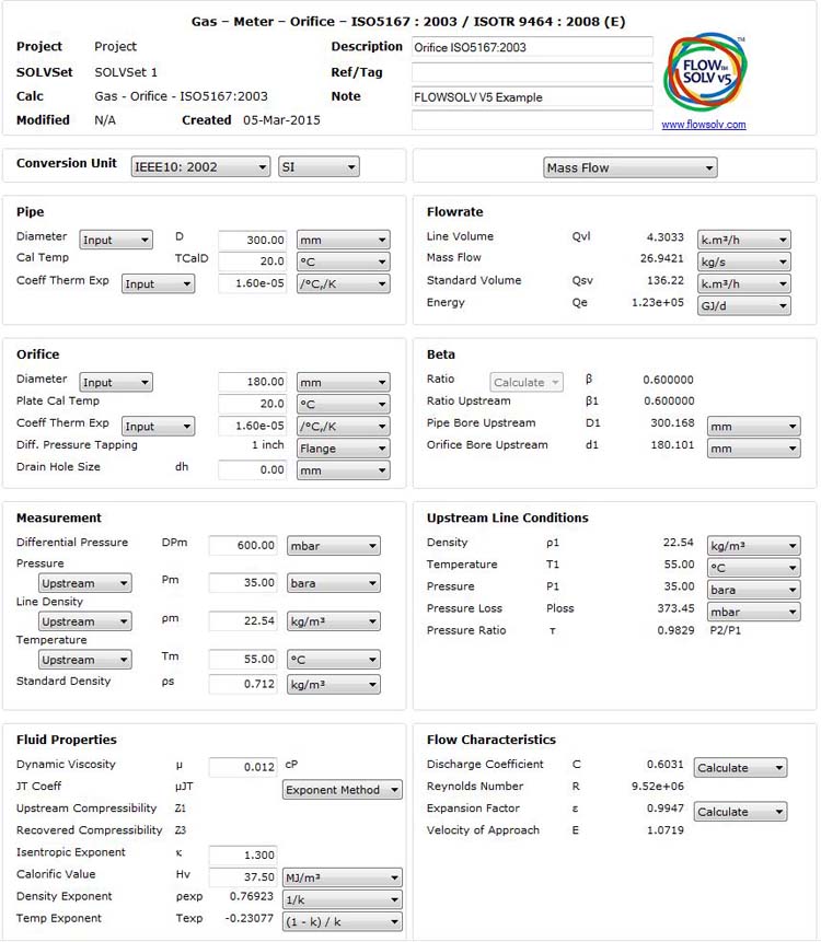 Orifice - ISO5167:2003 Example