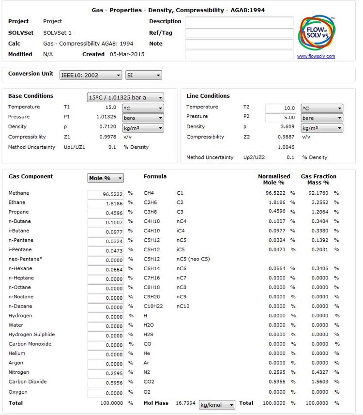 Density, Compressibility - AGA8