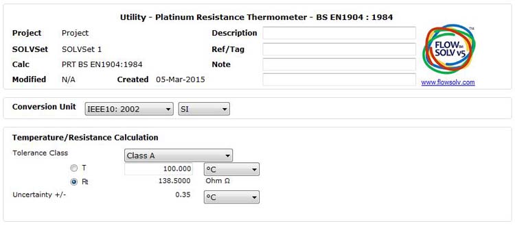 PRT Check & Uncertainty BS EN1904: 1984